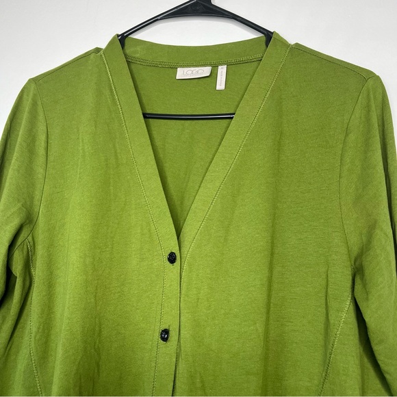 LOGO Lori Goldstein Green Button Front V Neck Tunic with Pockets and Tucks SZ M - Picture 5 of 14